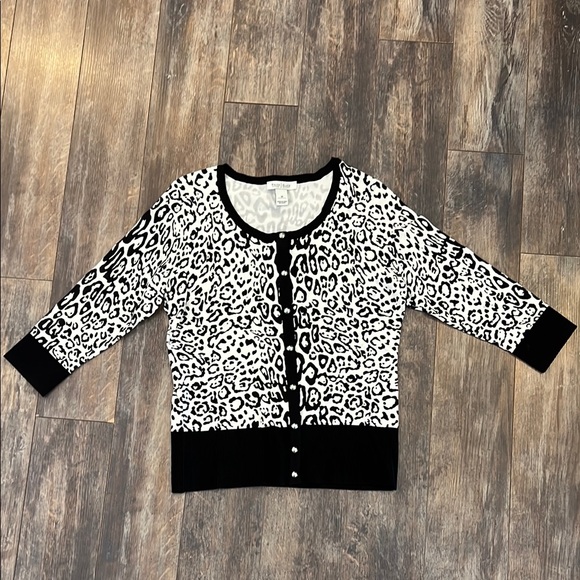 White House Black Market Sweaters - White House Black Market Leopard Print Cardigan